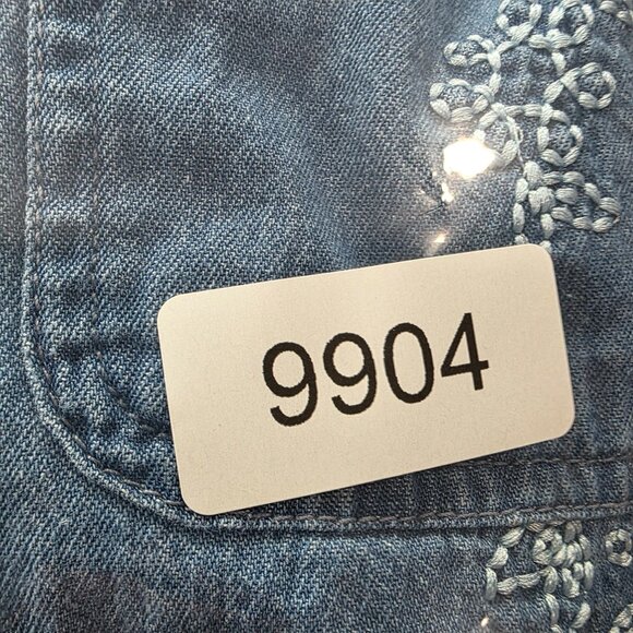 Womens Passion-I Floral Embroidered Blue Denim Shirt Short Sleeve Button Up 1X - Picture 8 of 8